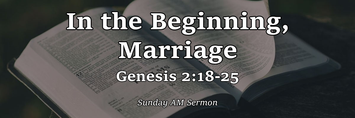 In the Beginning, Marriage, Genesis 2:18-25 - Pastor Josh Miller